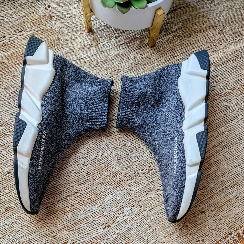 Balenciaga Grey Black Speed Trainer Sock Sneakers